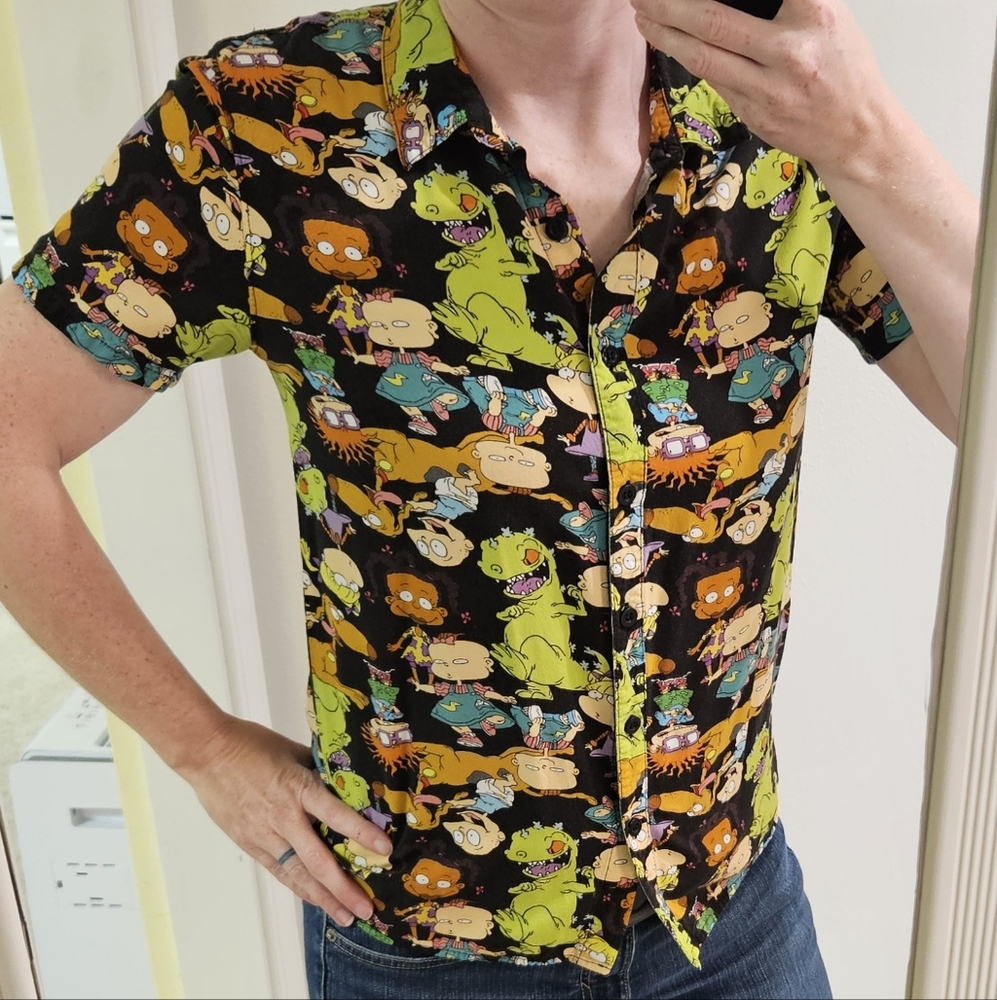 Nickelodeon Rugrats Button Down Short Sleeve Shirt Sz Small